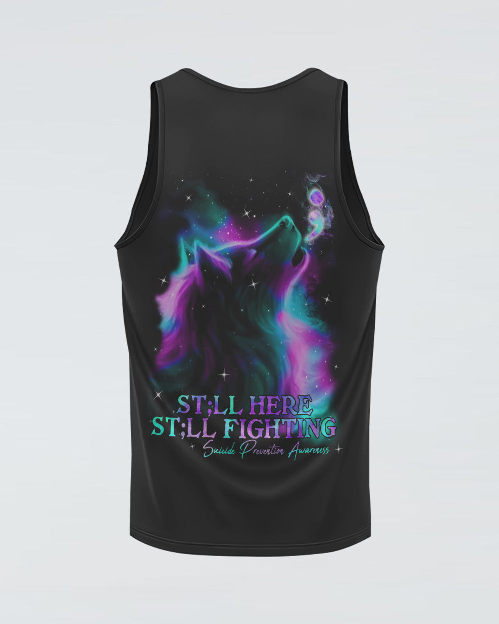 Still Here Still Fighting Wolf Colorful Women's Suicide Prevention Awareness Tanks