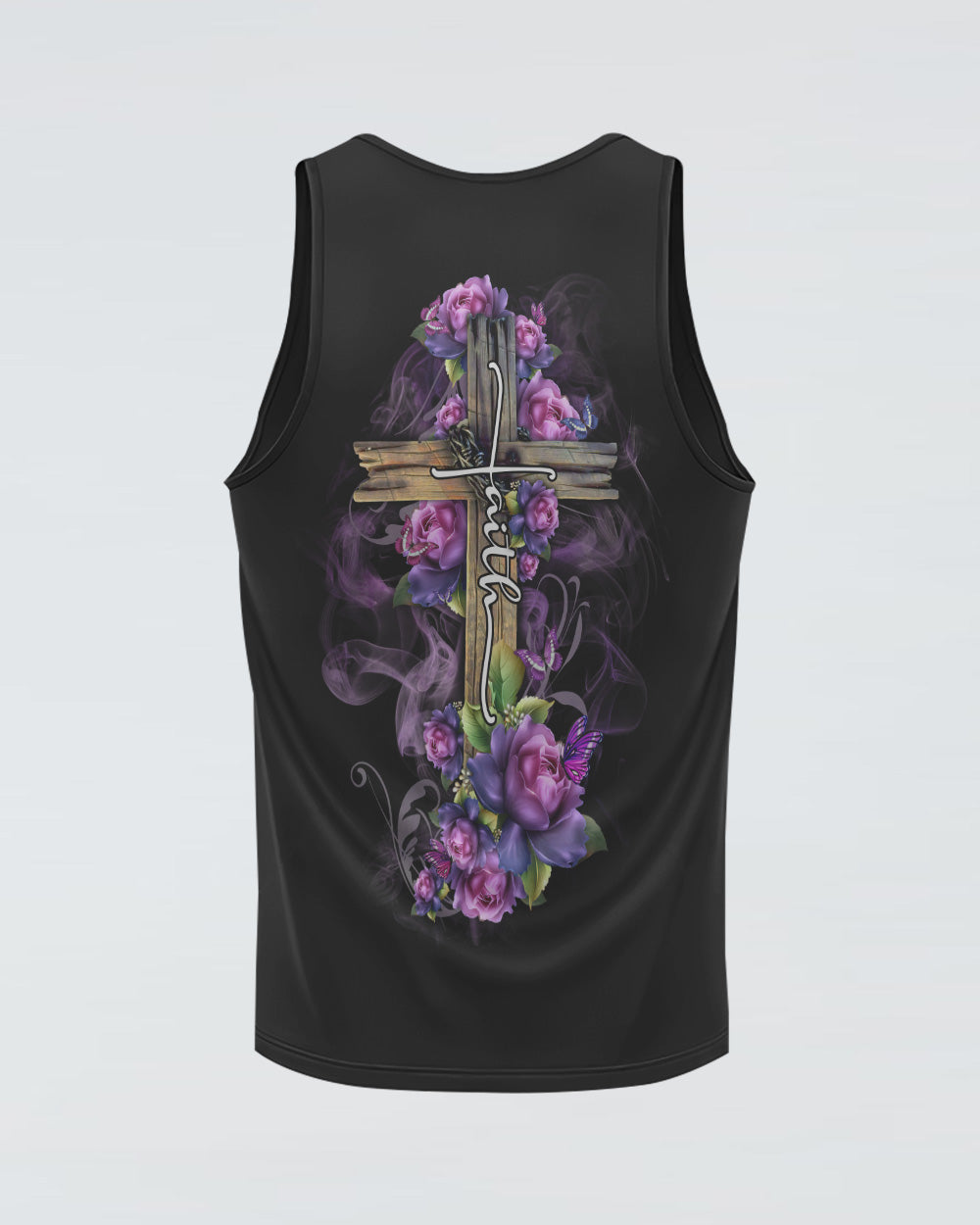Faith Rose Wood Cross Smoke Women's Christian Tanks
