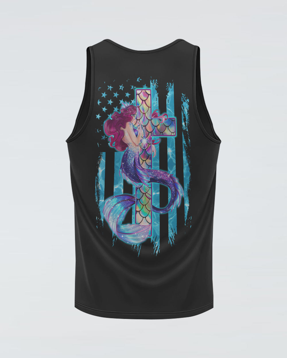 Cross Mermaid Flag Women's Christian Tanks