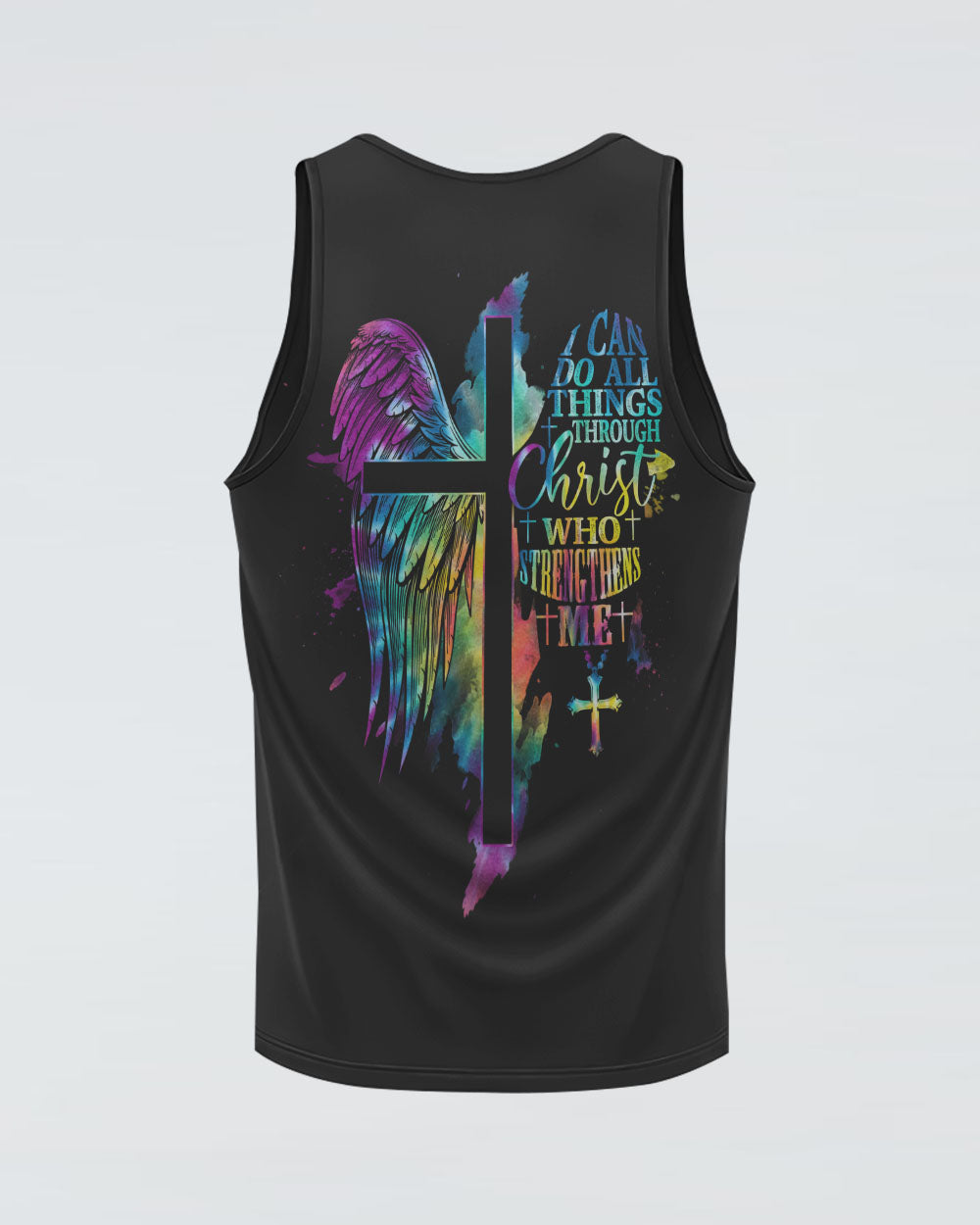 I Can Do All Things Through Christ Half Wings Colorful Women's Christian Tanks