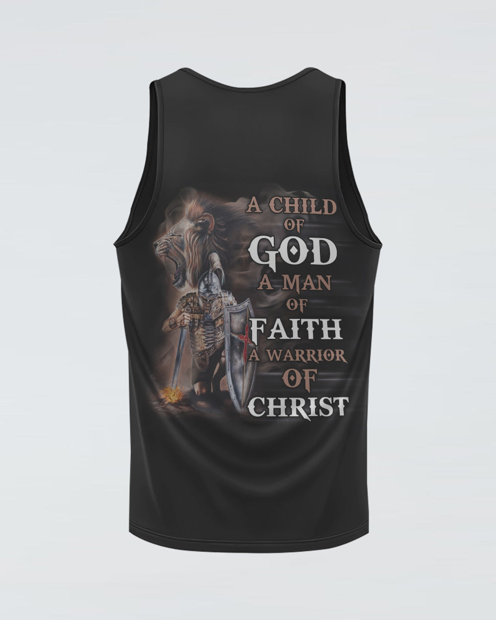 A Child Of God A Man Of Faith Lion Warrior Men's Christian Tanks