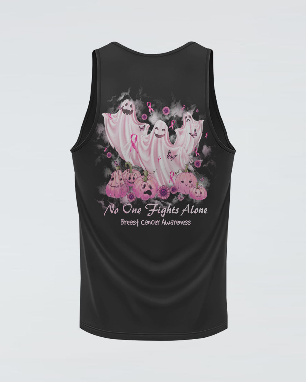 No One Fights Alone Boo Halloween Women's Breast Cancer Awareness Tanks