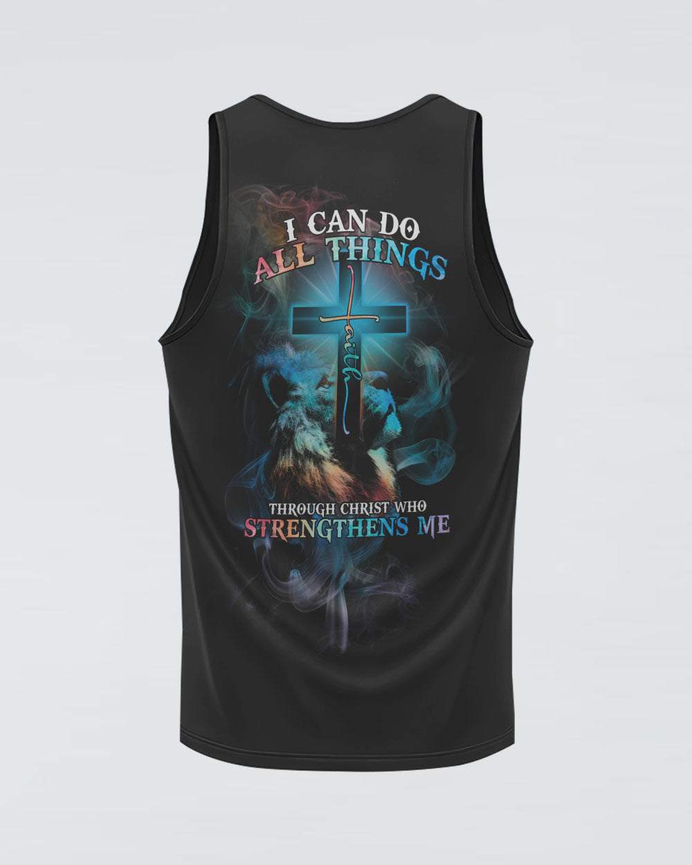 I Can Do All Things Lion Cross Colorful Women's Christian Tanks