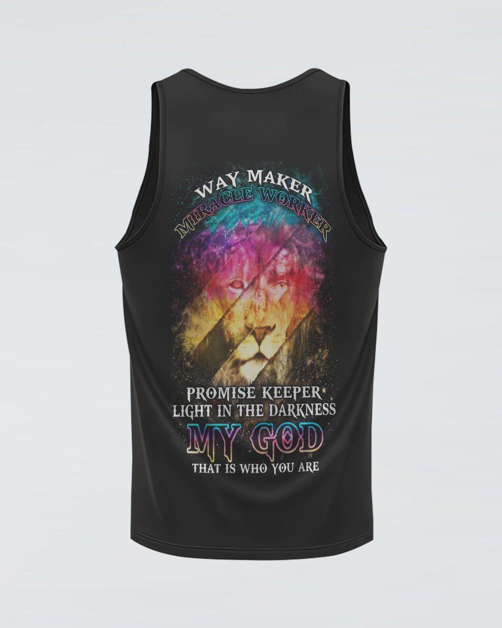 Way Maker Miracle Worker Lion Inside Art Colorful Women's Christian Tanks