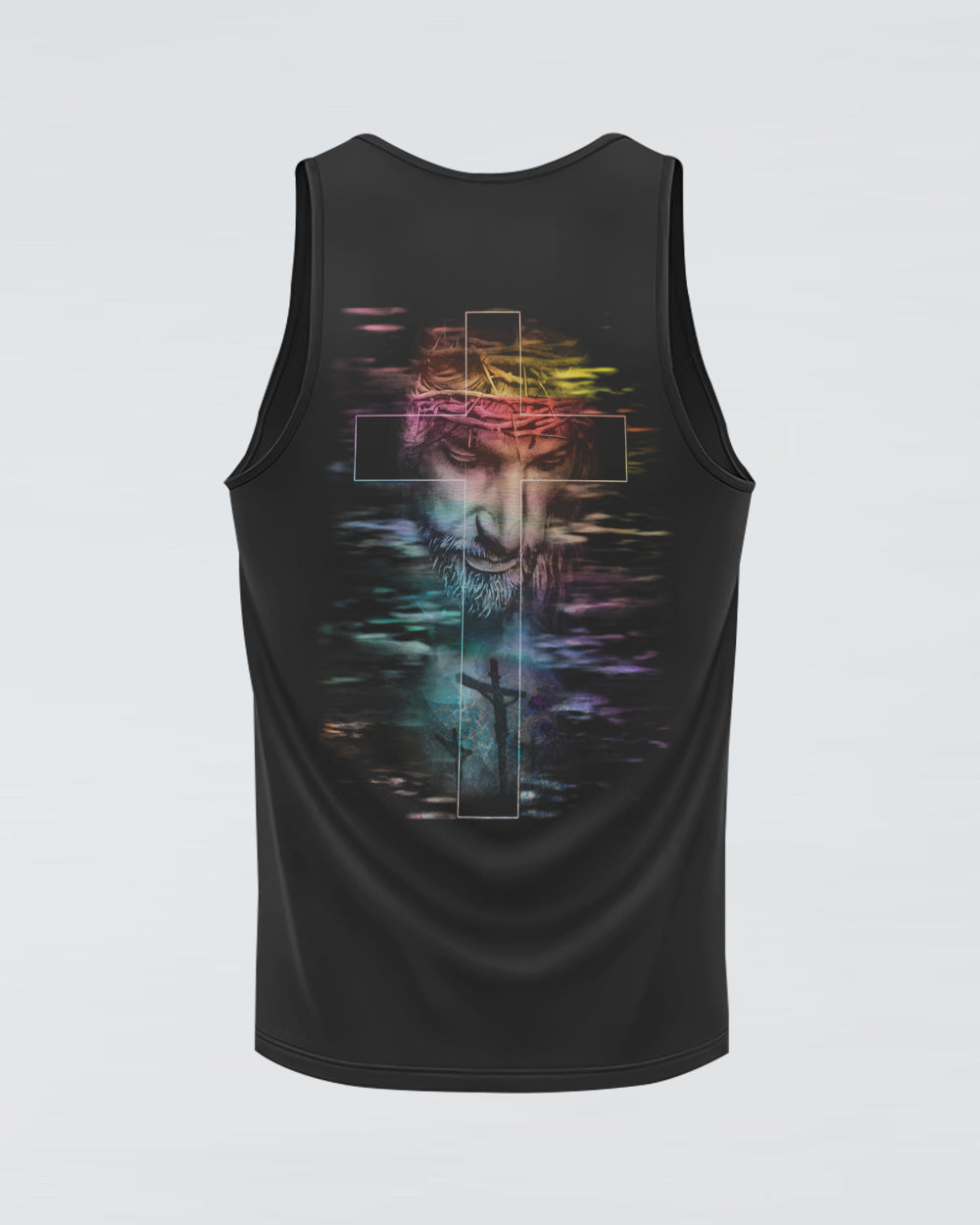 Faith Over Fear Jesus Cross Colorful Water Women's Christian Tanks
