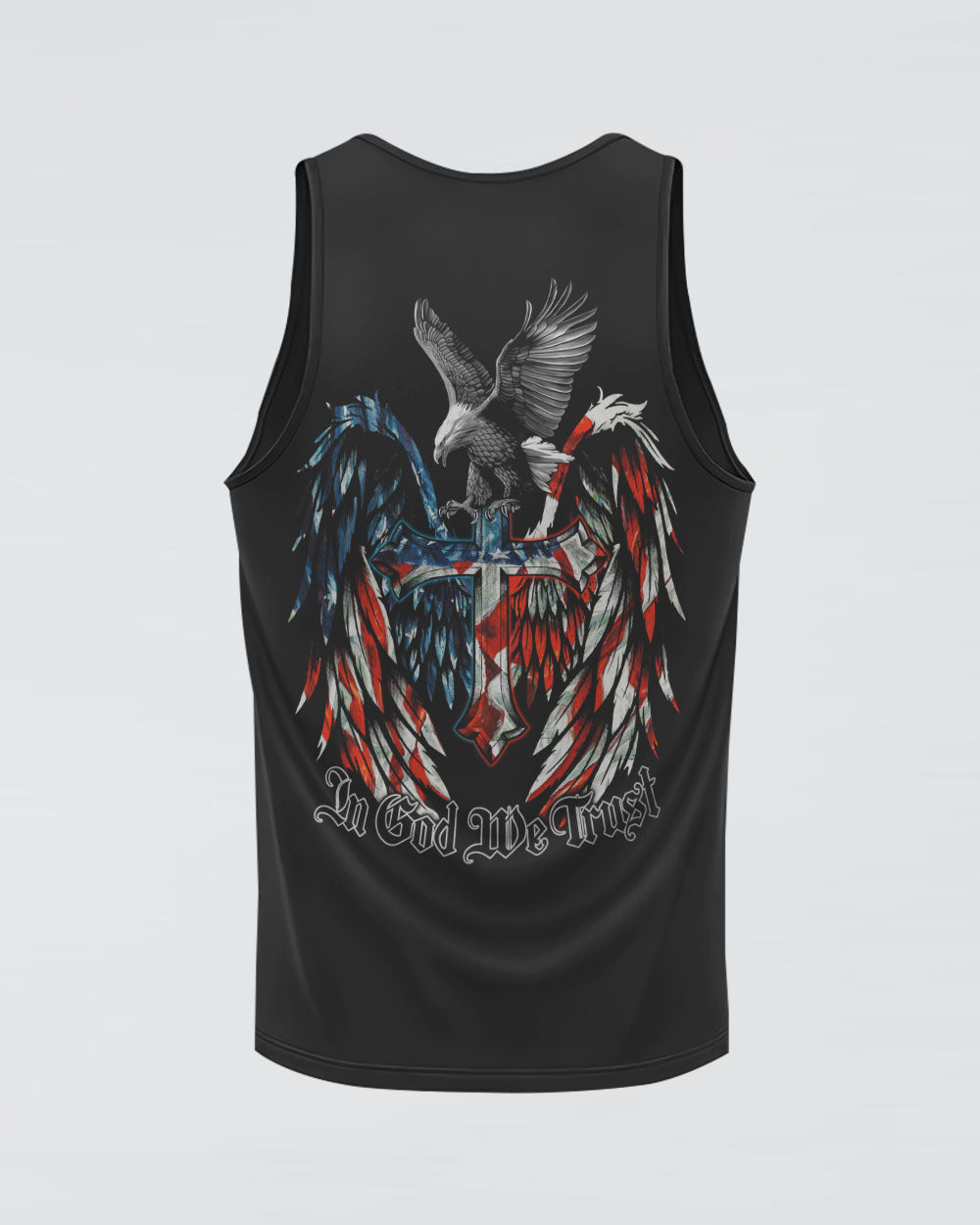 In God We Trust Eagle Wing Painting Flag Women's Christian Tanks