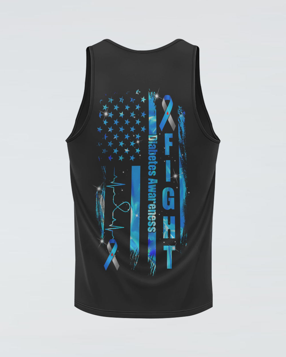 Blue Ribbon Flag Hear Beat Women's Diabetes Awareness Tanks
