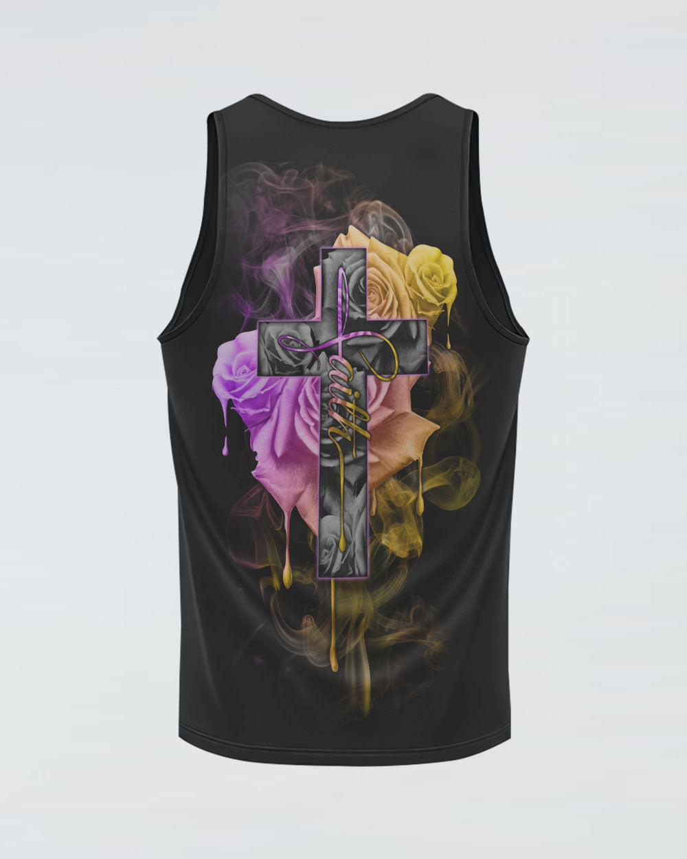 Faith Rose Cross Colorful Smoke Women's Christian Tanks