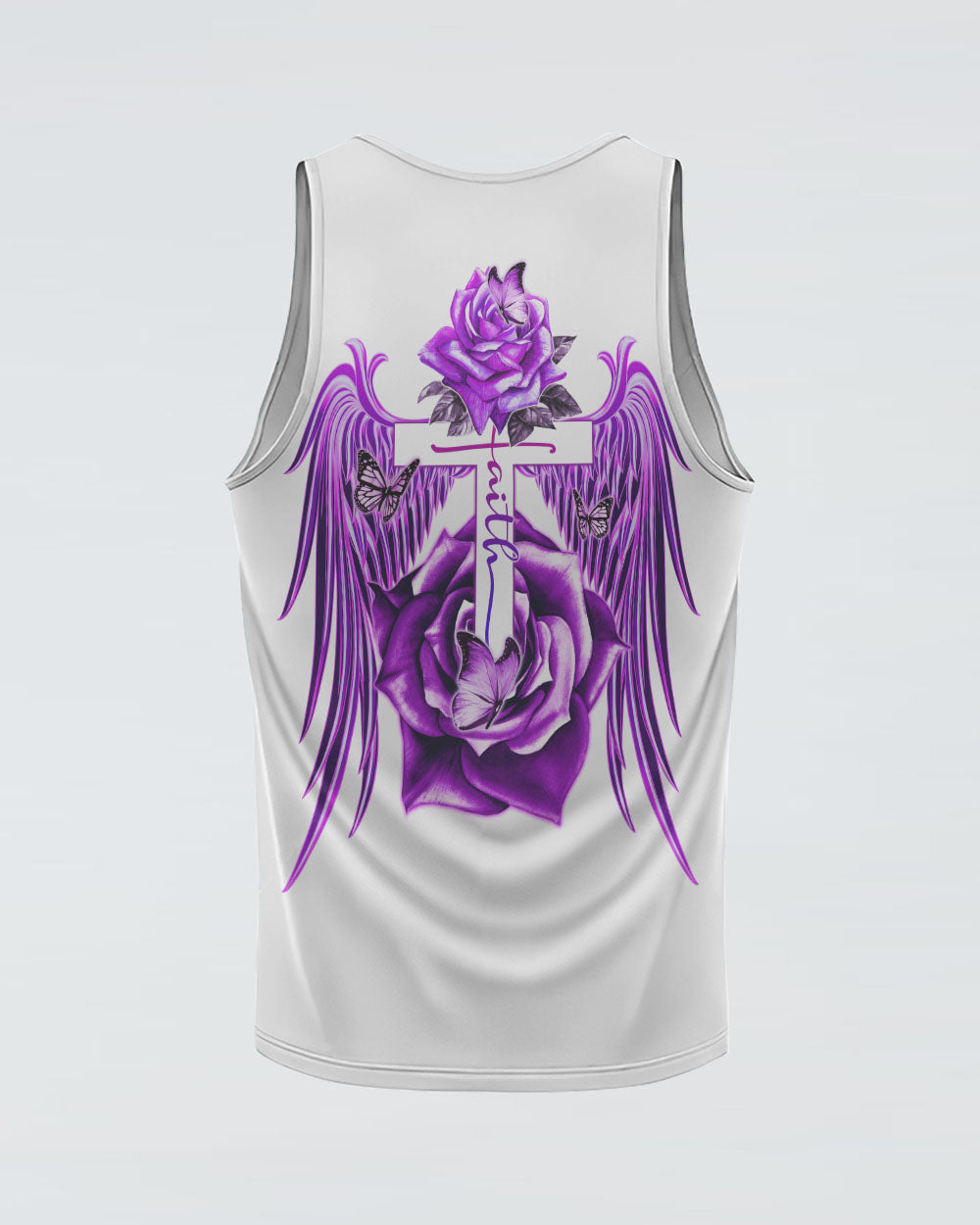 Faith Purple Rose Cross Butterfly Women's Christian Tanks