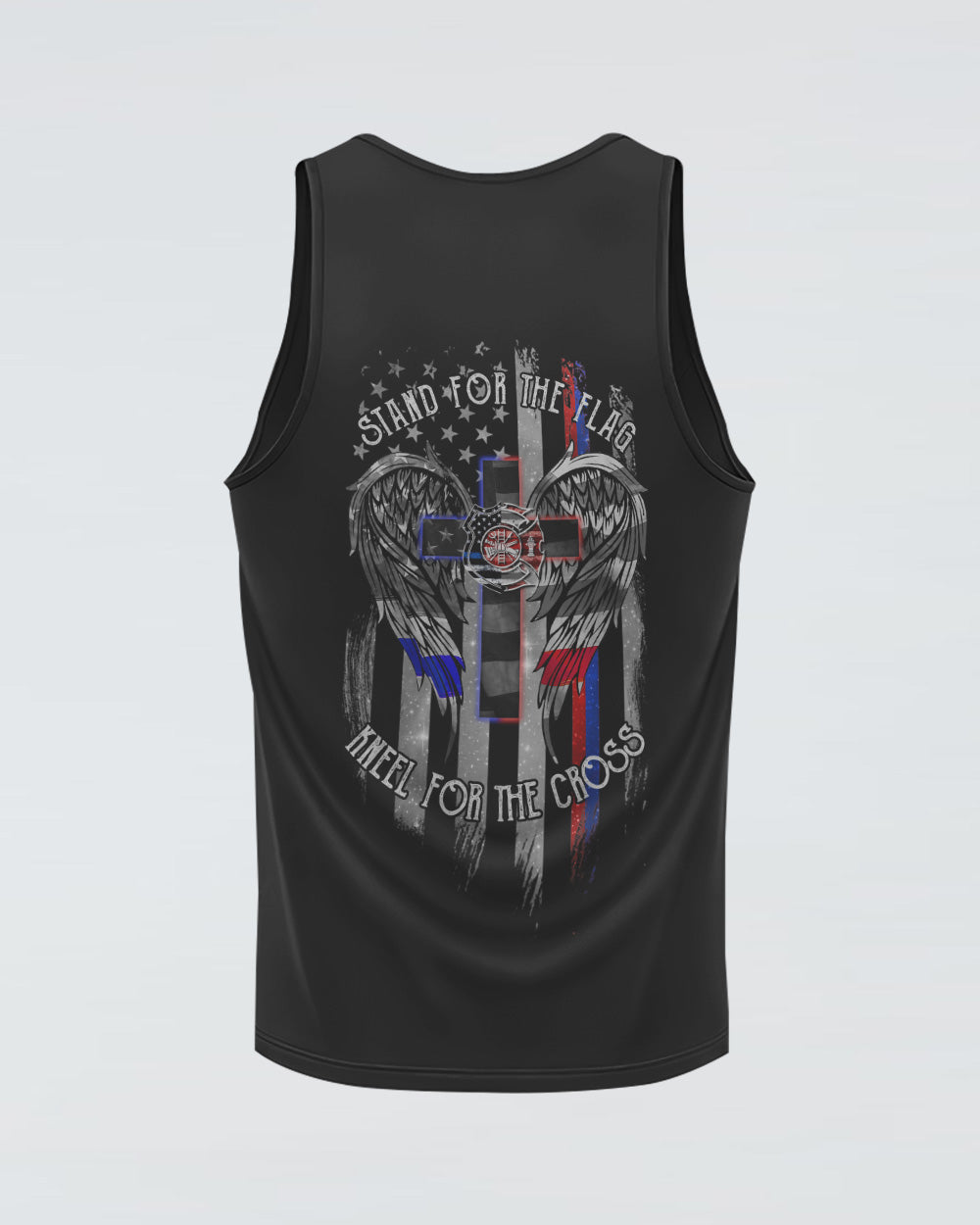 Stand For The Flag Kneel For The Cross Back The Brave Firefighter Women's Christian Tanks