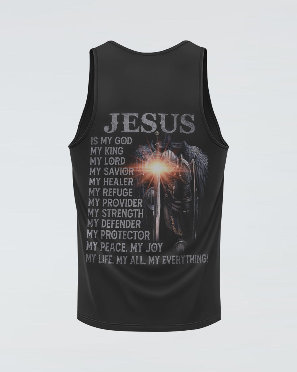Jesus Is My God My King My Lord Warrior Men's Christian Tanks