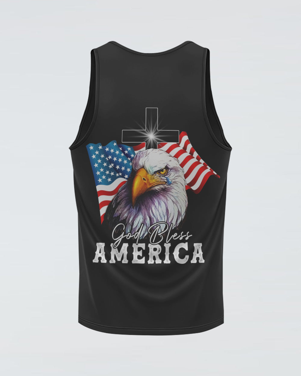 Gog Bless America Eagle Flag Cross Independence Day Men's Christian Tanks