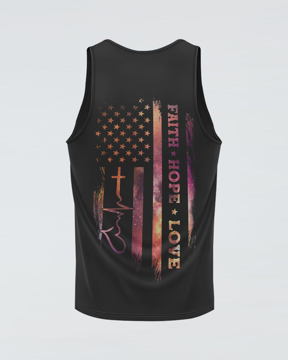 Faith Hope Love Galaxy Flag Heartbeat Women's Christian Tanks