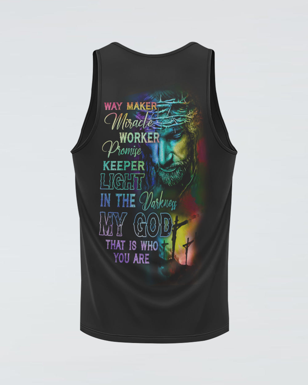 Way Maker Miracle Worker Rainbow Painting Jesus Women's Christian Tanks