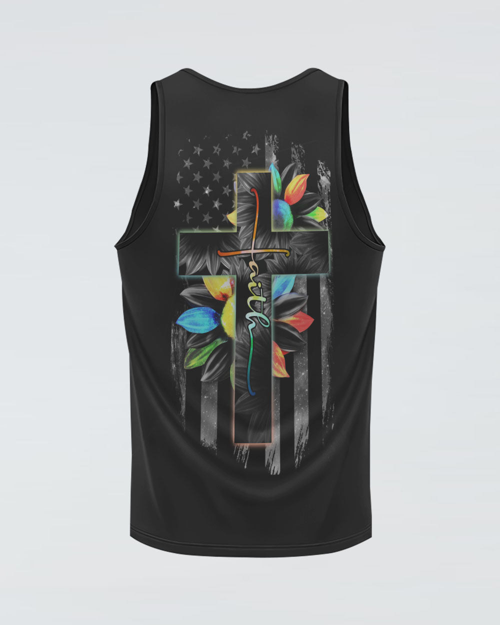 Faith Colorful Sunflower Flag Women's Christian Tanks