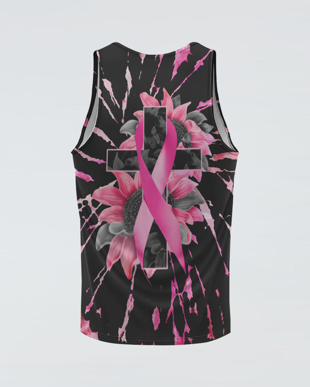 Sunflower Cross Ribbon New Tie Dye Women's Breast Cancer Awareness Tanks