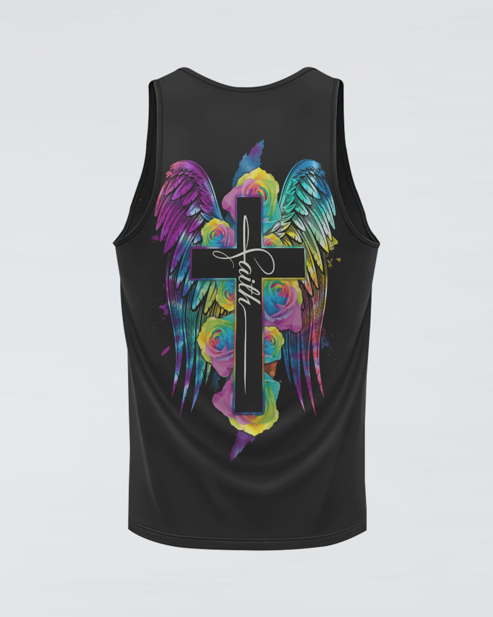 Cross Rose Wings Colorful Women's Christian Tanks