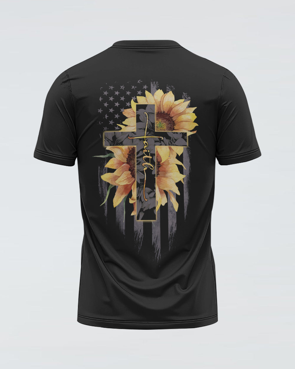 Cross Faith Sunflower Flag Women's Christian Tshirt