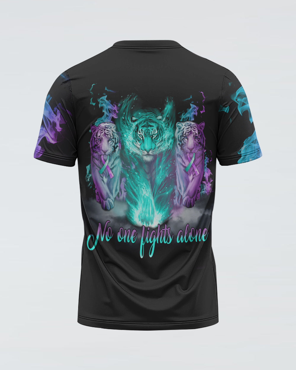 No One Fights Alone Tiger Women's Suicide Prevention Awareness Tshirt