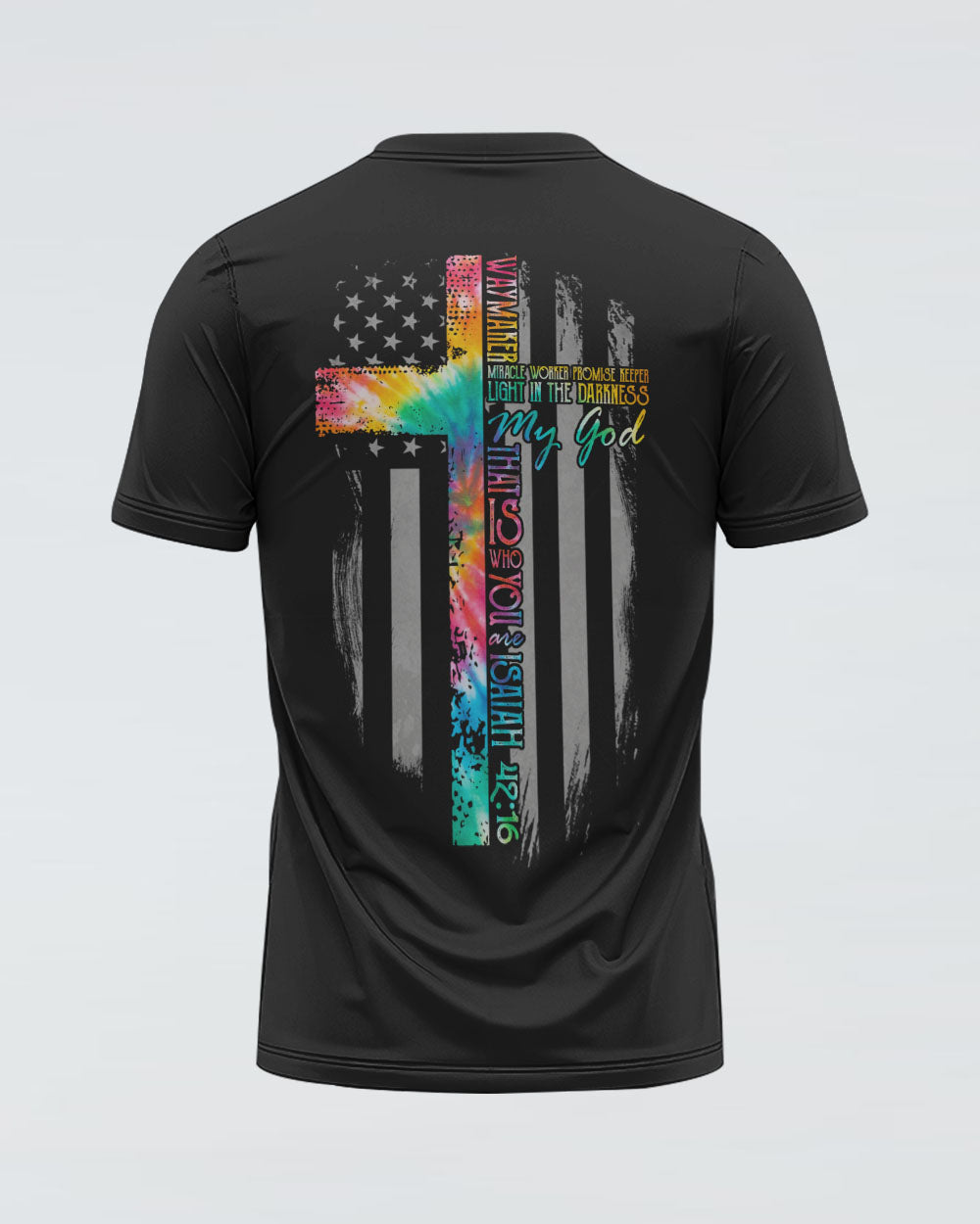 Way Maker Miracle Worker Tie Dye Flag Cross Women's Christian Tshirt