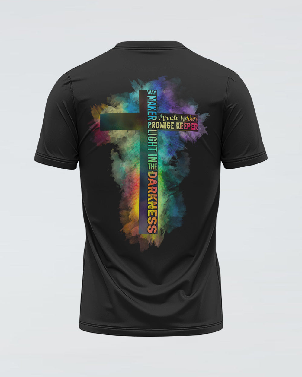 Way Maker Miracle Worker Half Cross Colorful Watercolor Women's Christian Tshirt