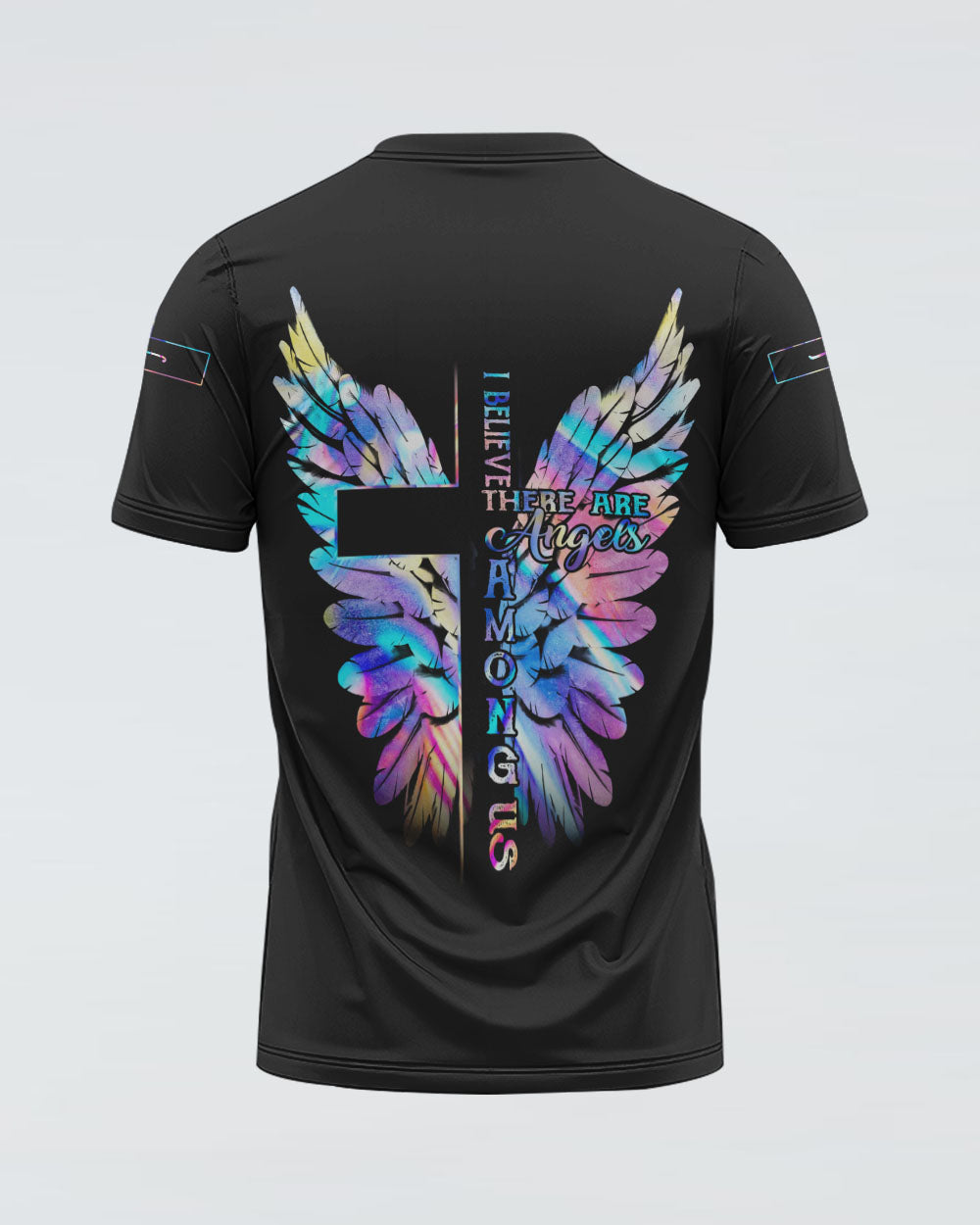 I Believe There Are Angels Among Us Wings Cross Women's Christian Tshirt