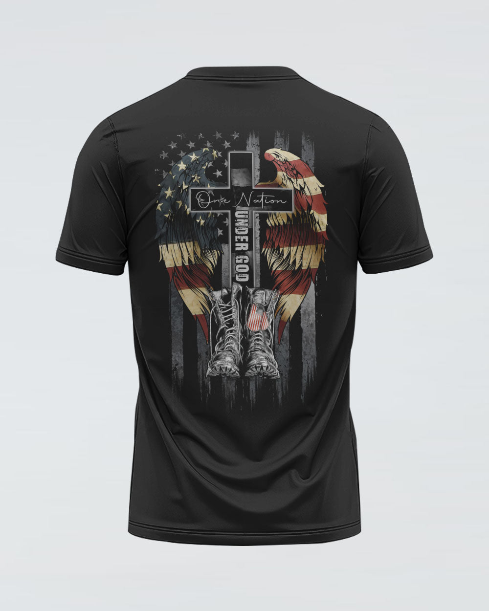 One Nation Under God Wings Veteran Men's Christian Tshirt