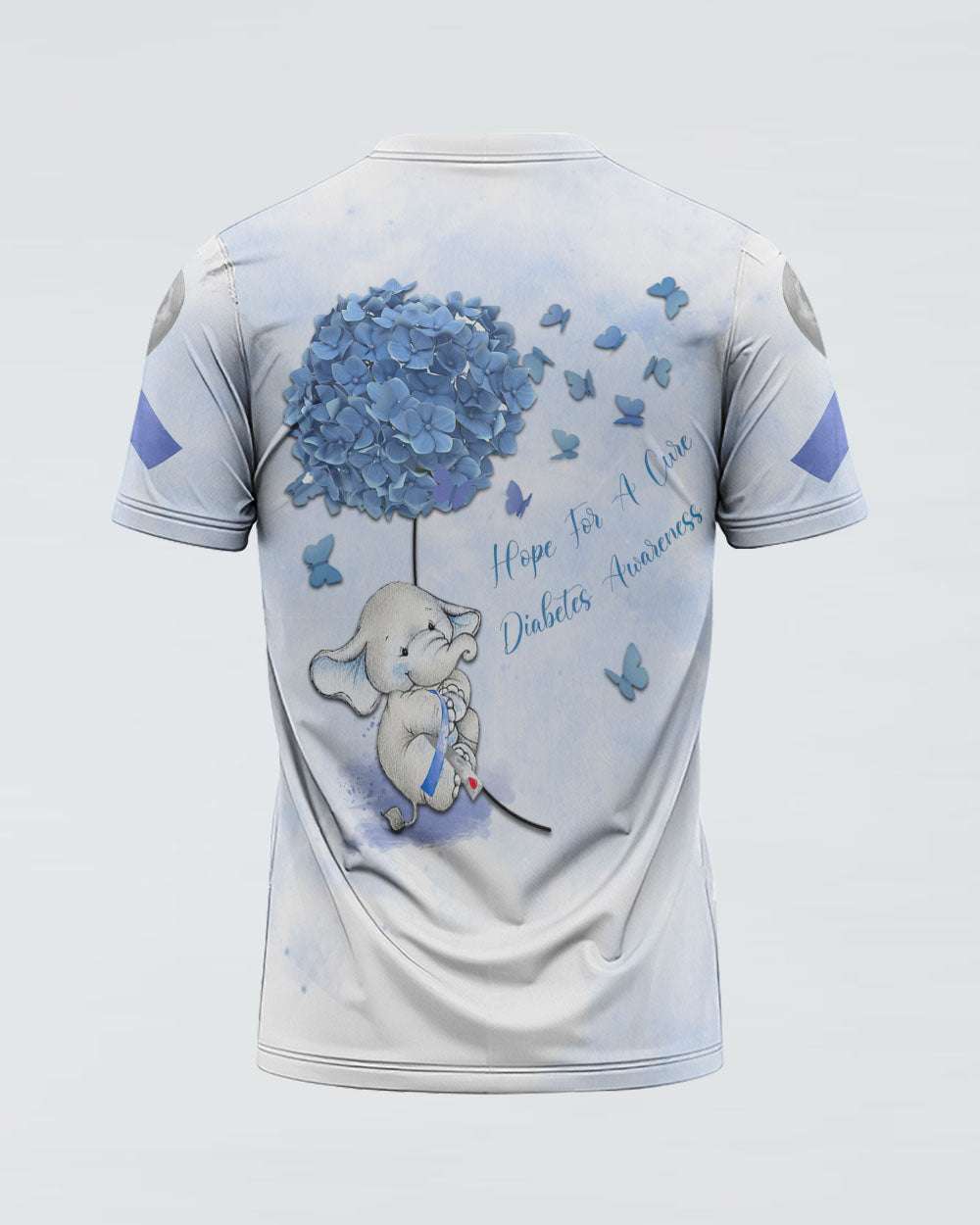 Hope For A Cure Flower Elephant Women's Diabetes Awareness Tshirt