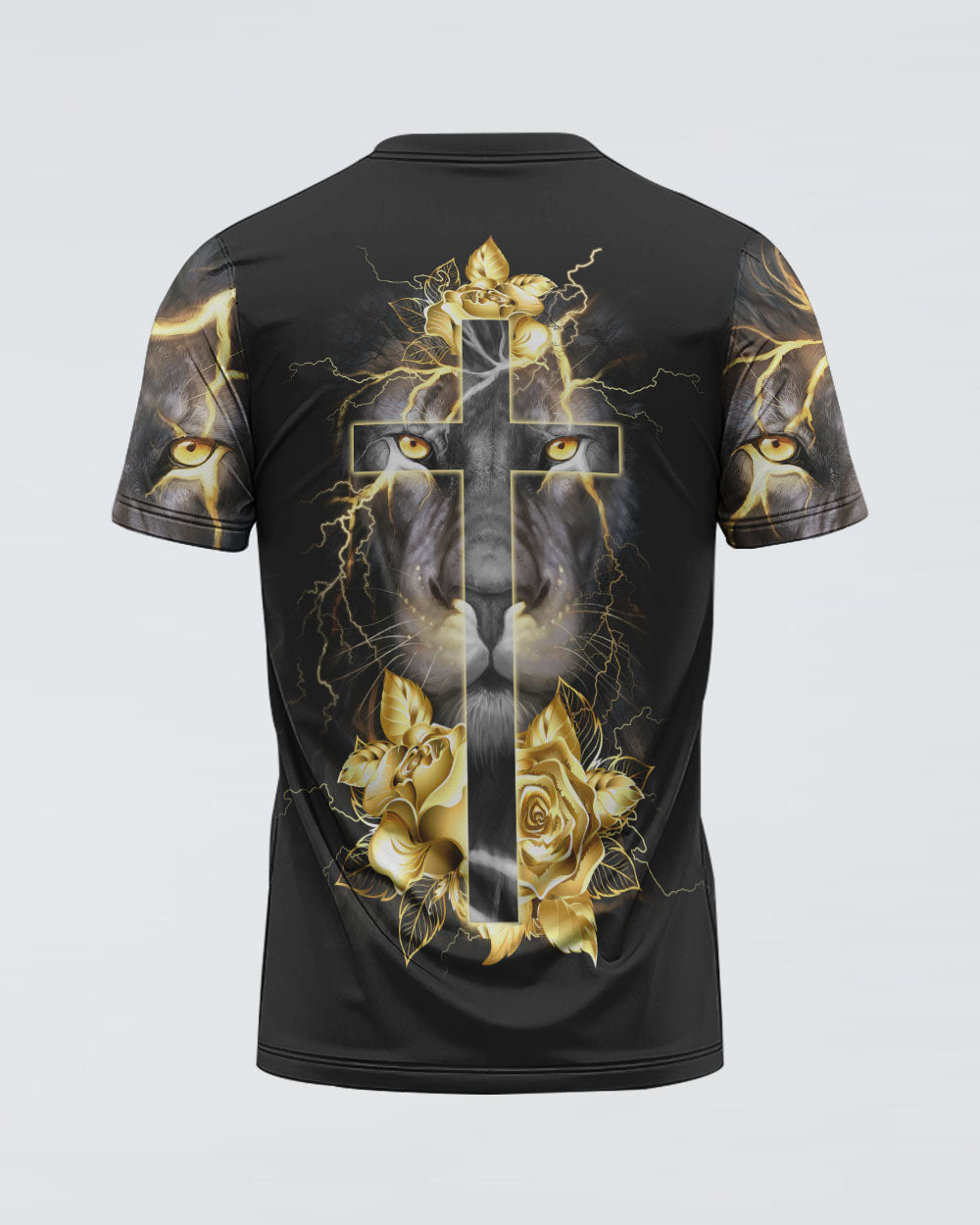 Lion Gold Rose Cross Women's Christian Tshirt