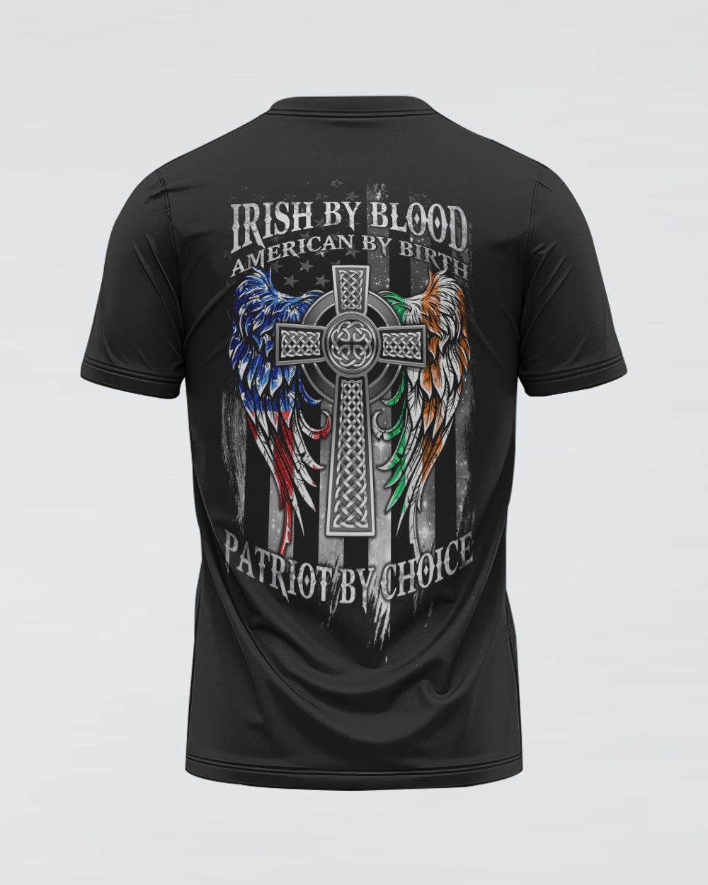 Irish By Blood American By Birth Wings Flag Men's Christian Tshirt