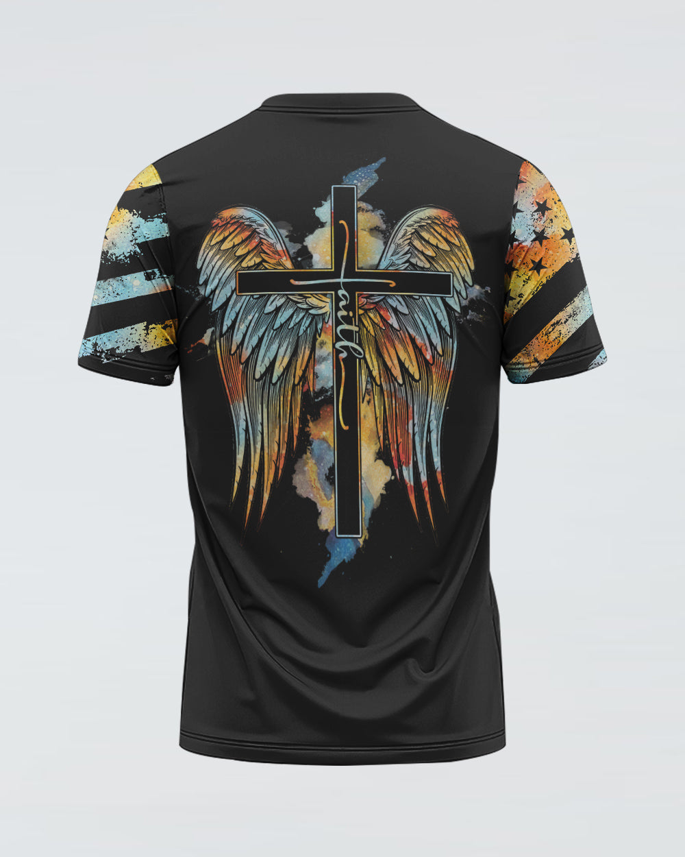 Faith Cross Wings Watercolor Vintage Women's Christian Tshirt