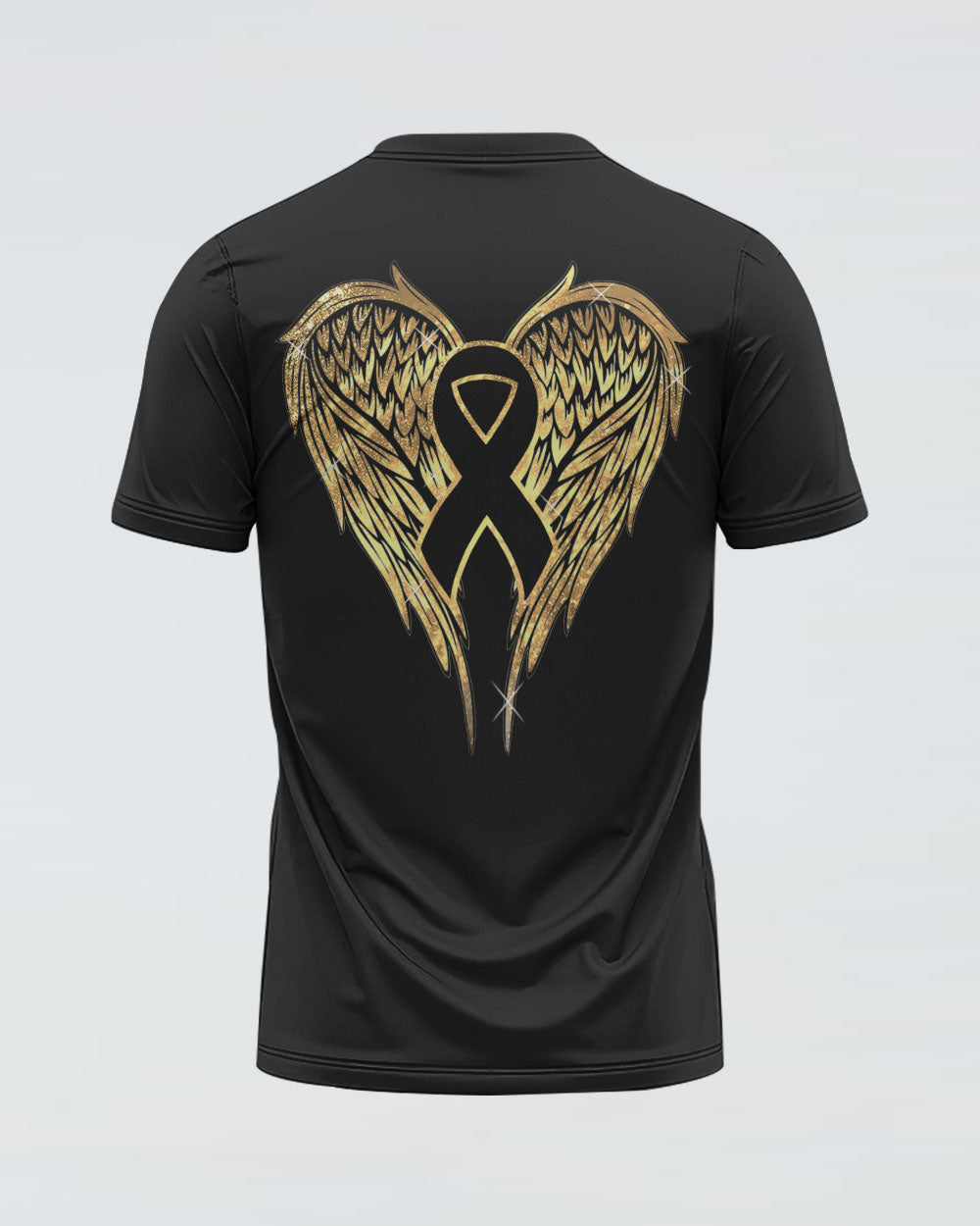 Wings Ribbon Glitter Women's Childhood Cancer Awareness Tshirt