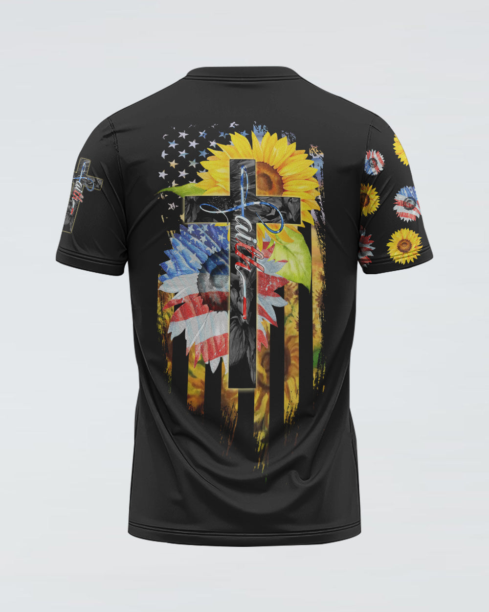 Sunflower America Faith Flag Women's Christian Tshirt