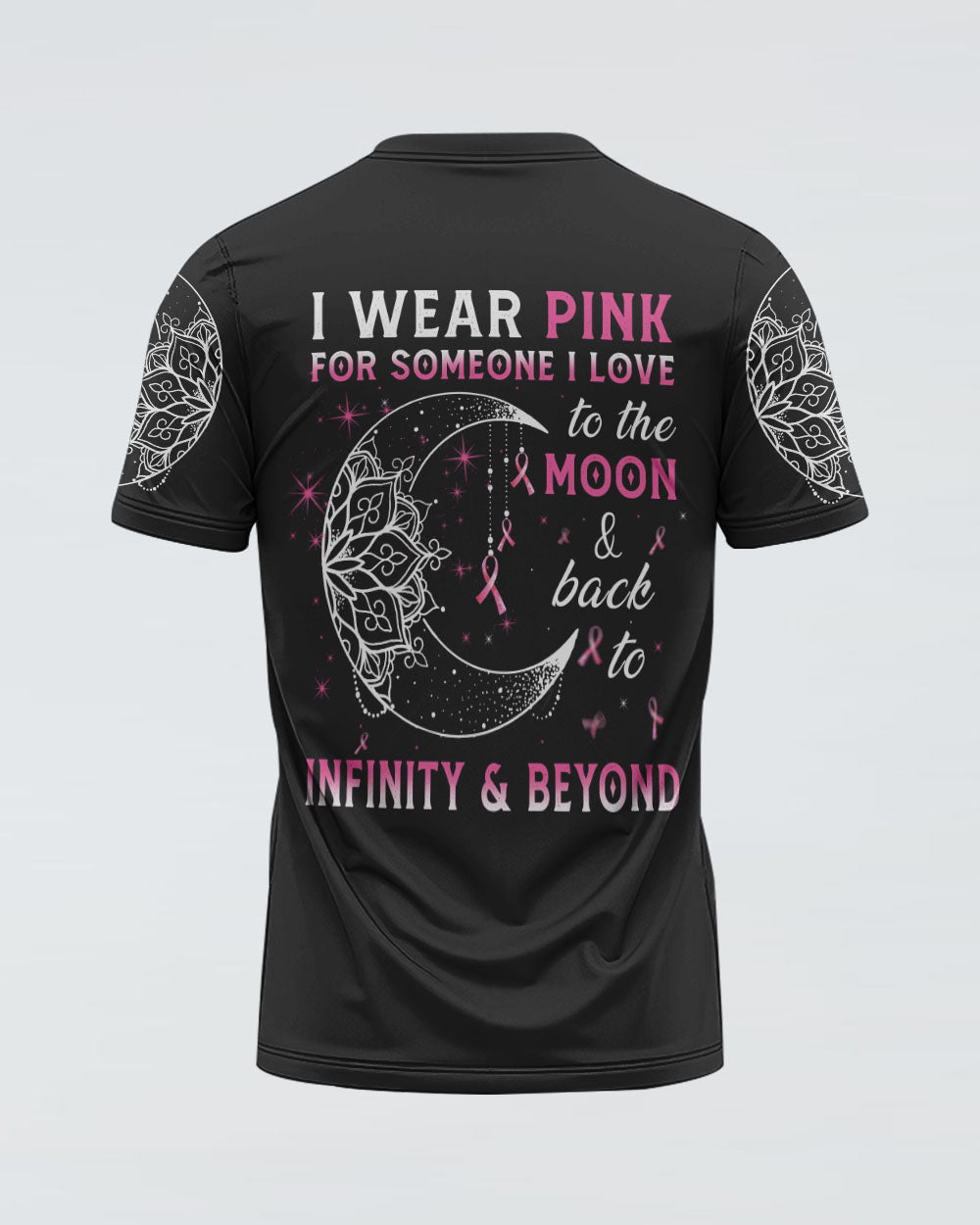 I Wear Pink For Someone I Love Moon Women's Breast Cancer Awareness Tshirt