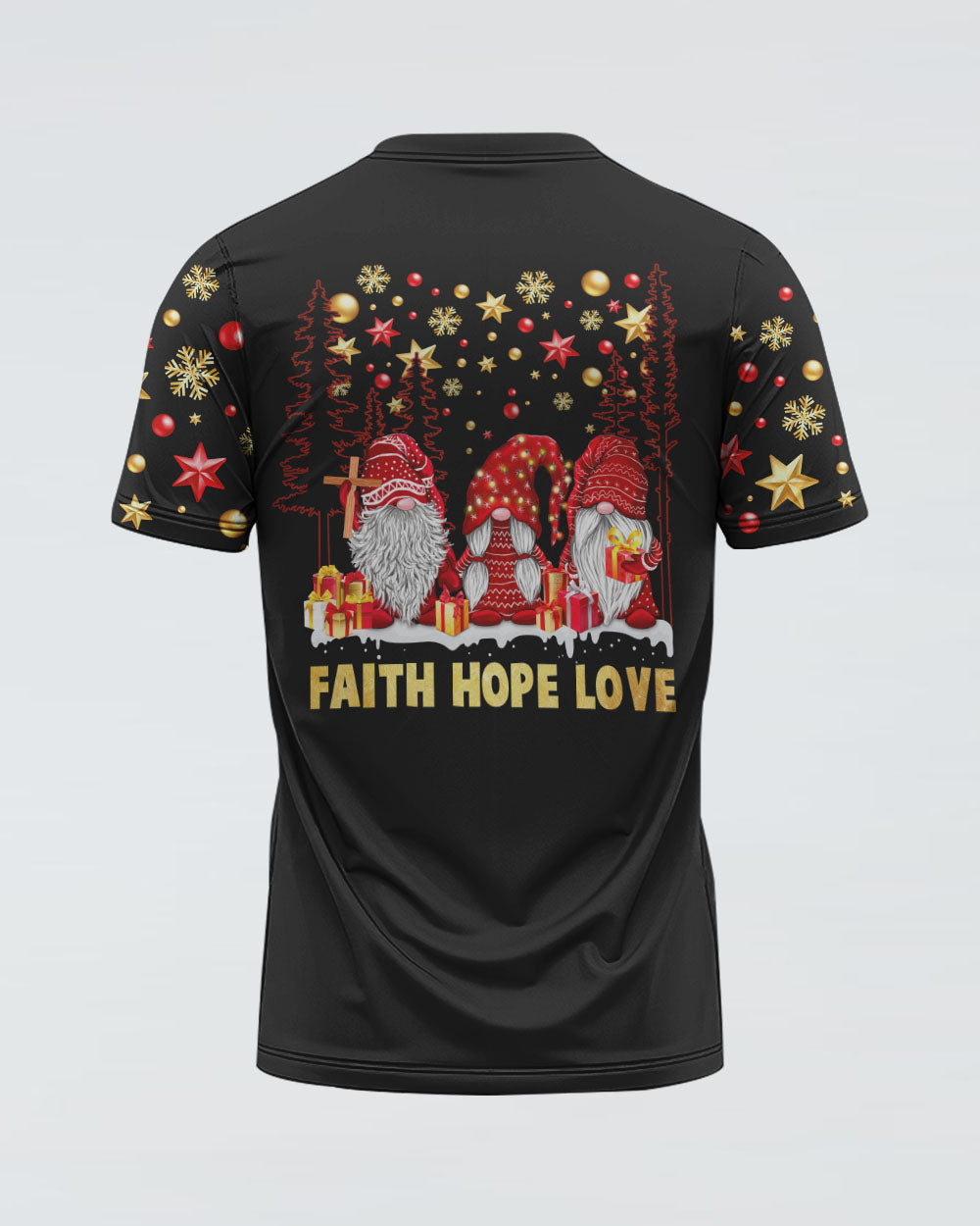 Faith Hope Love Gnome Christmas Women's Christian Tshirt