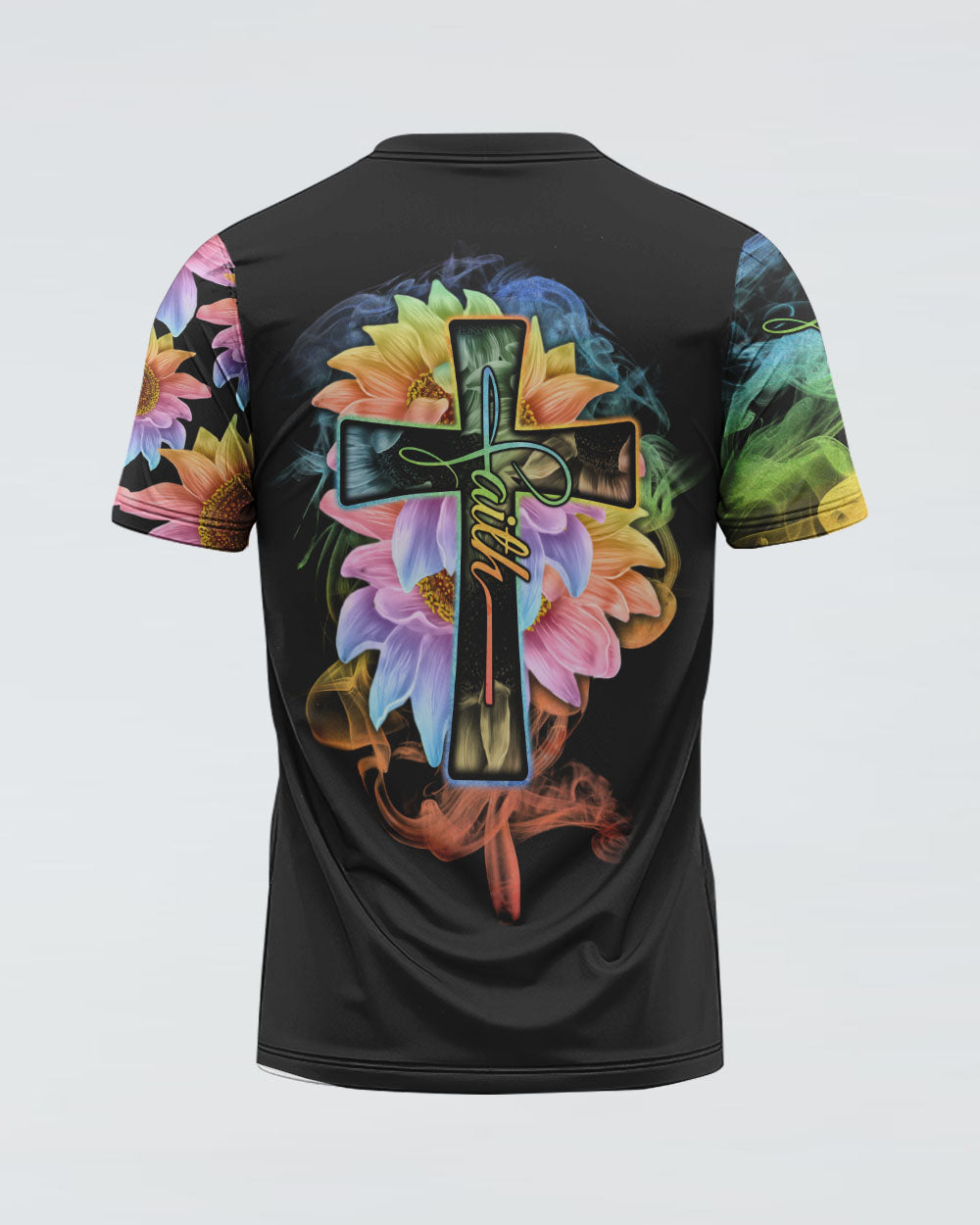 Rainbow Colorful Sunflower Faith Smoke Women's Christian Tshirt