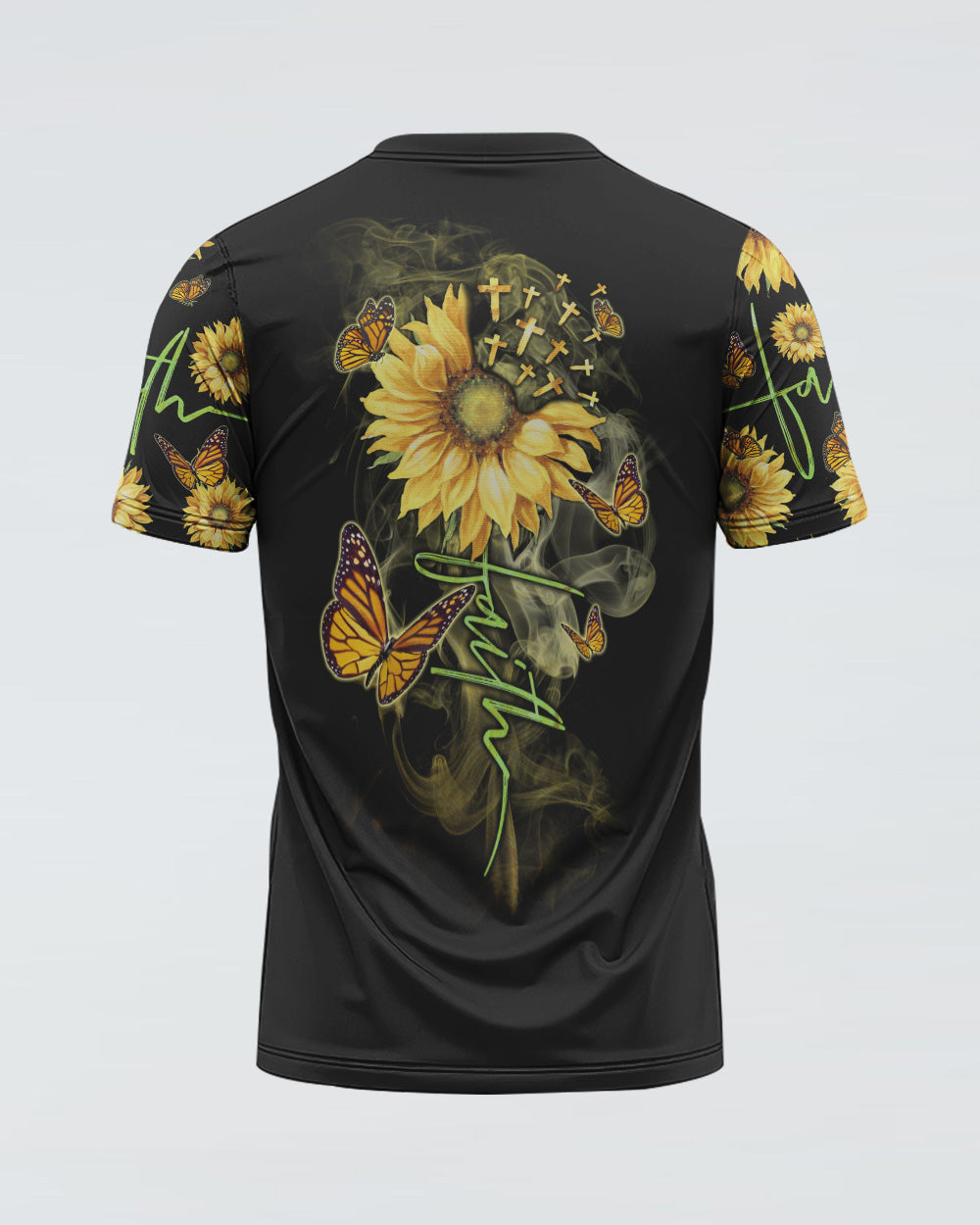 Sunflower Butterfly Faith Smoke Women's Christian Tshirt