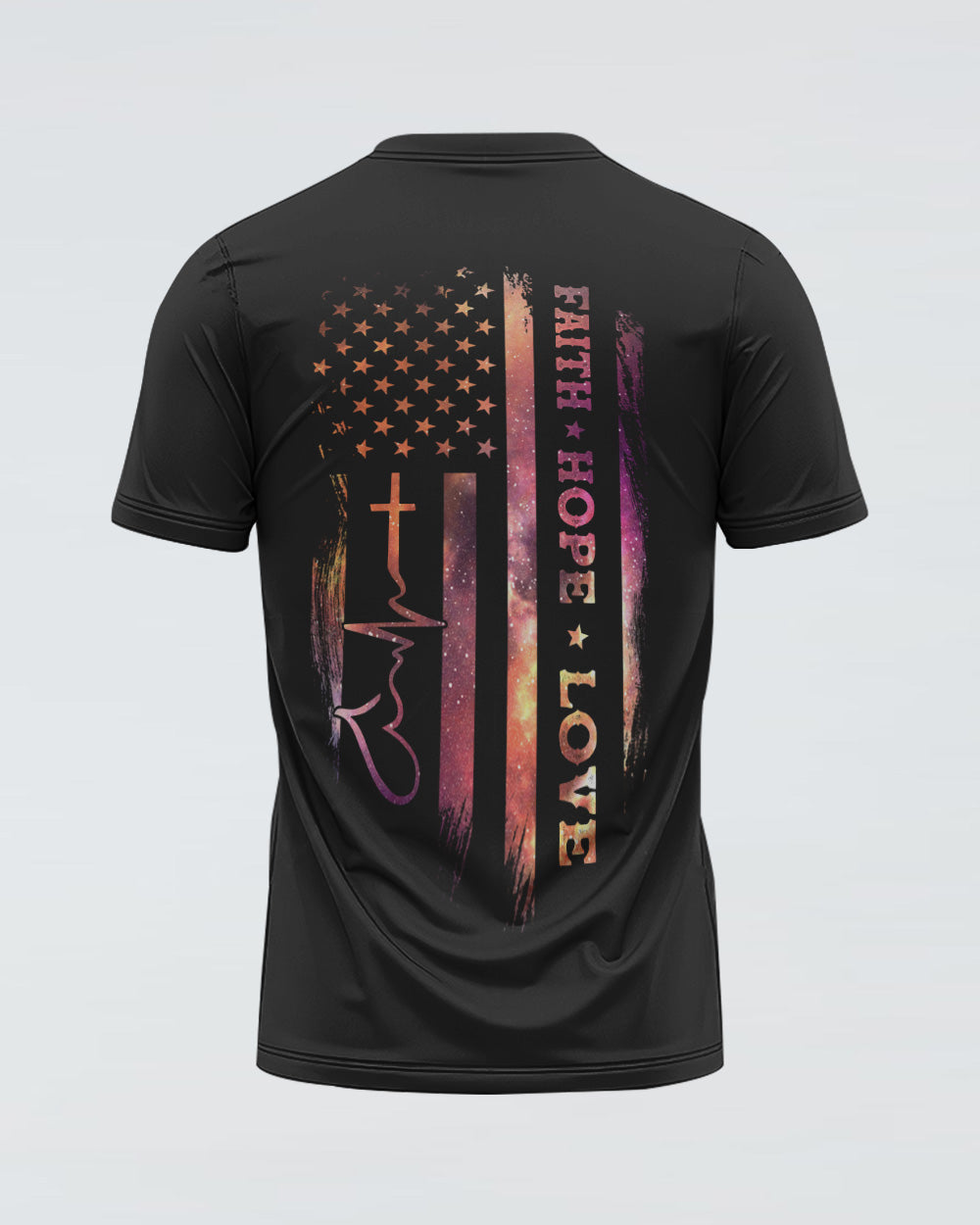 Faith Hope Love Galaxy Flag Heartbeat Women's Christian Tshirt
