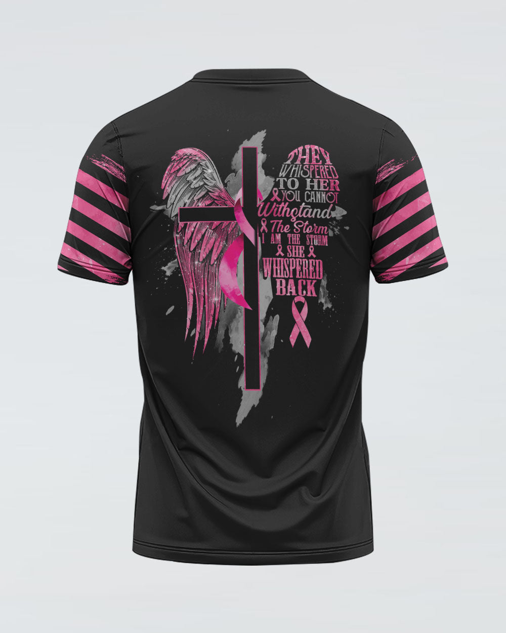 They Whispered To Her You Cannot Withstand The Storm Women's Breast Cancer Awareness Tshirt