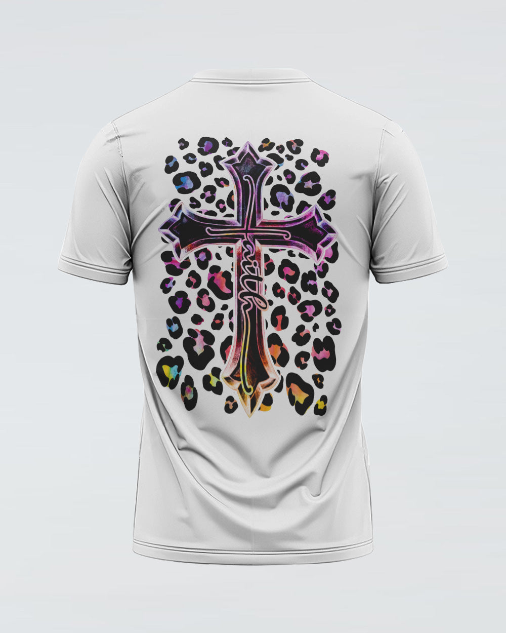 Cross Faith Leopard White Women's Christian Tshirt
