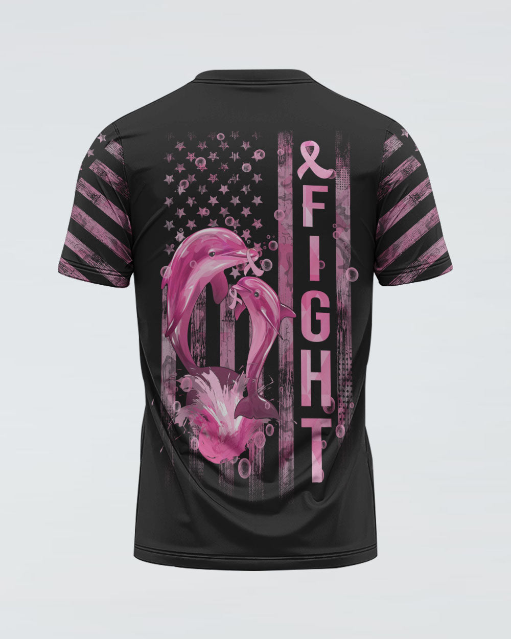 Fight Flag Dolphin Women's Breast Cancer Awareness Tshirt
