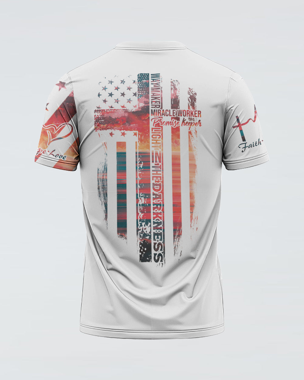 Way Maker Miracle Worker Promise Keeper Life In The Darkness Sunset Beach Flag Women's Christian Tshirt