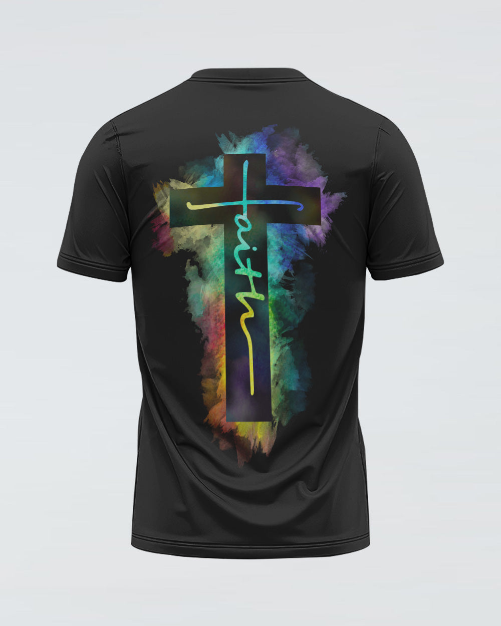 Faith Cross Colorful Watercolor Women's Christian Tshirt