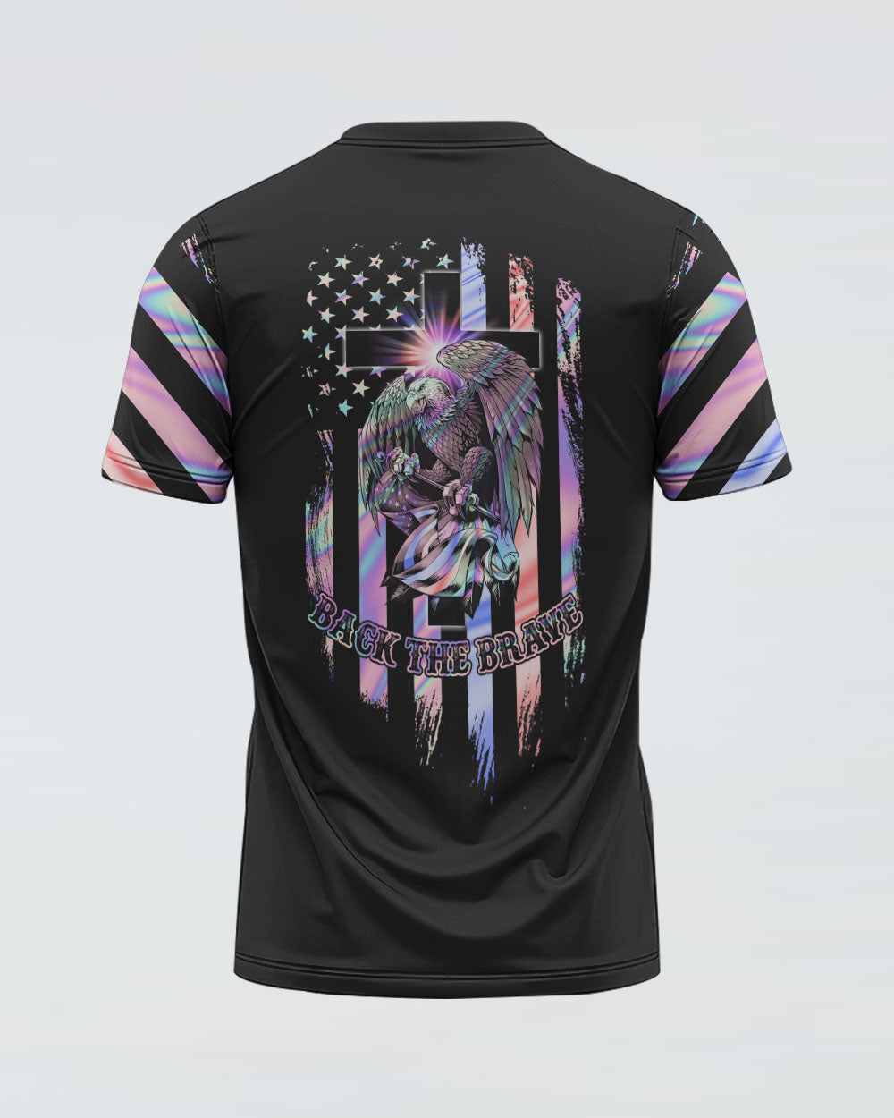 Eagle Back The Brave Holo Flag Women's Christian Tshirt