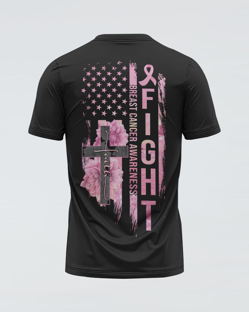 Fight Pink Ribbons Flag Women's Breast Cancer Awareness Tshirt
