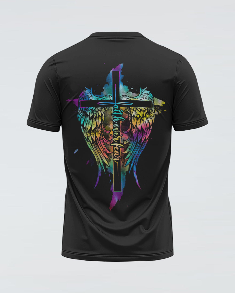 Faith Over Fear Wings Colorful Women's Christian Tshirt