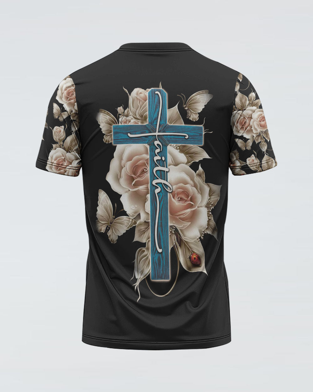 Rose Light Faith Cross Women's Christian Tshirt