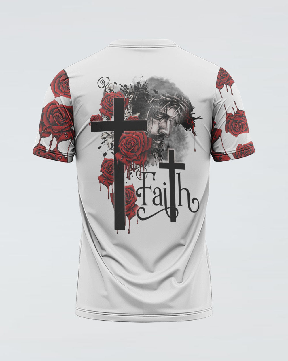 Faith Jesus Rose Watercolor Women's Christian Tshirt