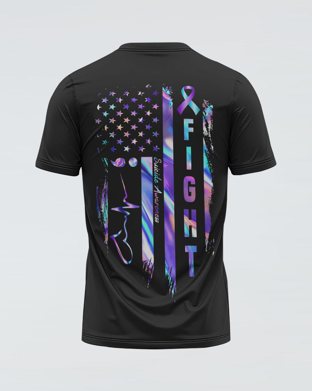 Holo Fight Suicide American Flag Women's Suicide Prevention Awareness Tshirt