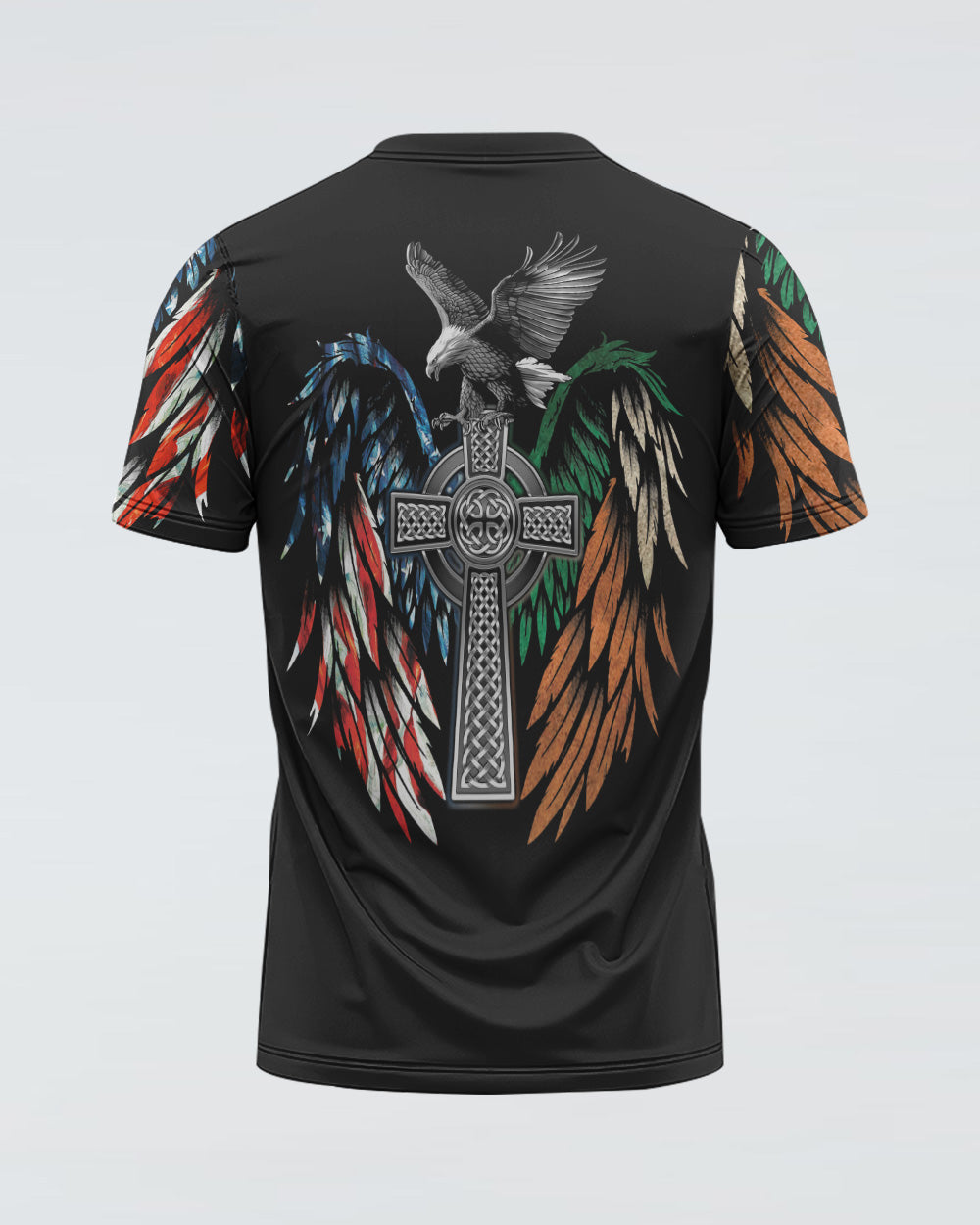 Celtic Cross Wings With Eagle Men's Christian Tshirt